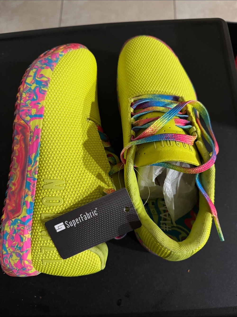 NOBULL Neon Yellow Women's Athletic Sneakers with Multicolor Laces